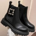 Black Chunky Chelsea Boots with Embellished Buckle GTX003-1